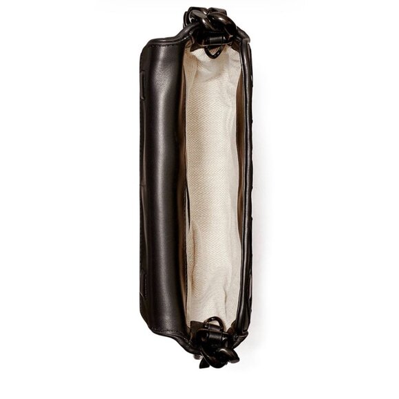 ✺ NWT!  Authentic Tory Burch Black Leather Cresent Fleming Handbag - Picture 5 of 14